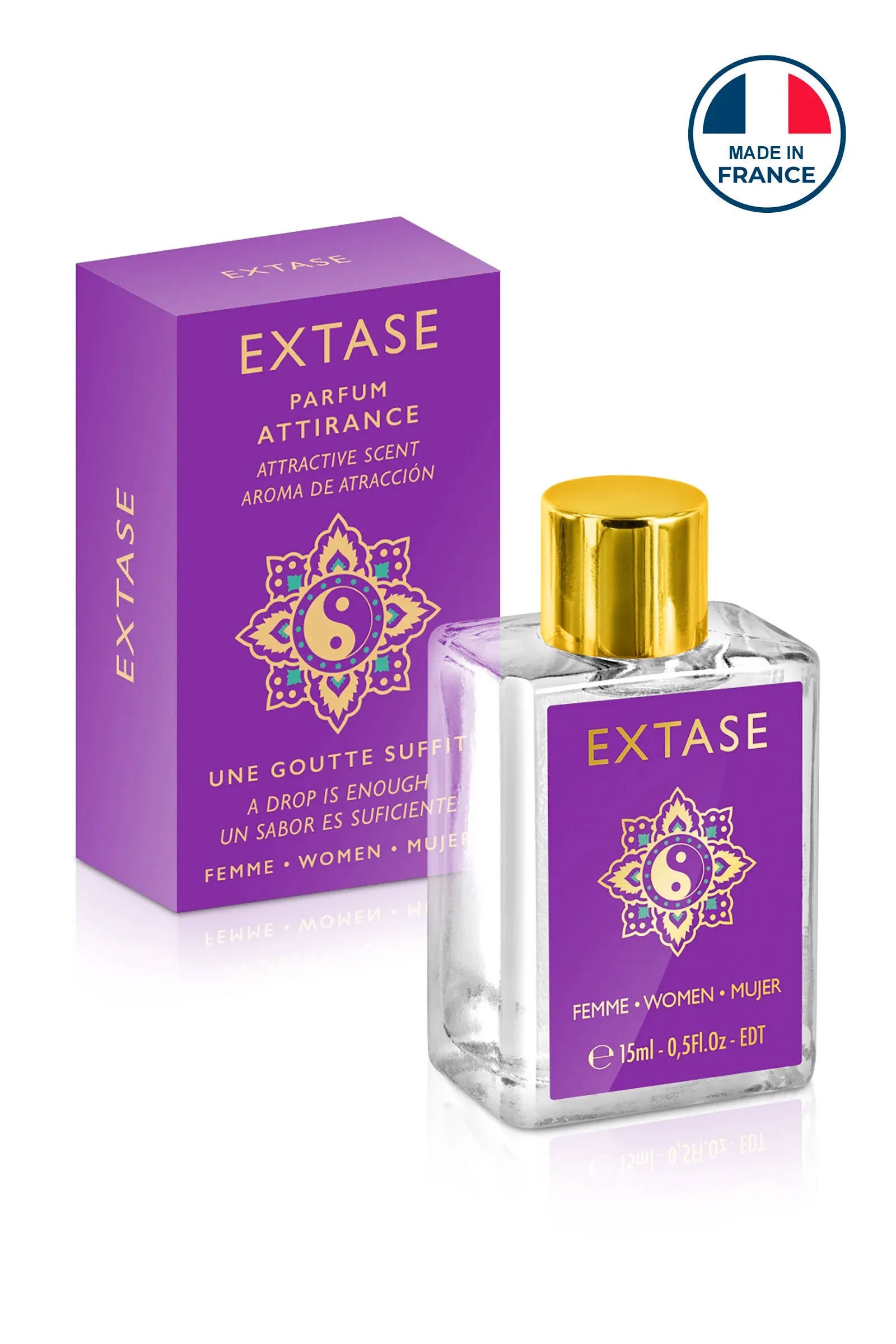 Parfum d'attirance Extase femme – boîte packaging 15ml
