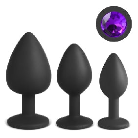 Plug anal bijou en silicone avec pierre rouge — tailles S, M, L — Lady Mary