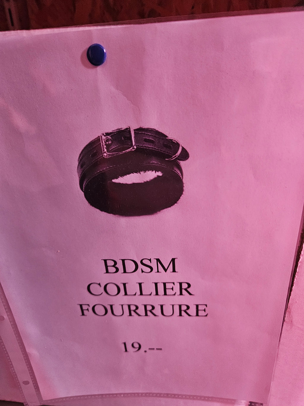 Collier ras du cou gothique en cuir synthétique doublé de fourrure
