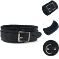 Collier ras du cou gothique en cuir synthétique doublé de fourrure