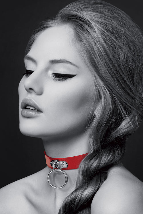 Collier ras de cou BDSM rouge Bijoux Pour Toi – vue de face