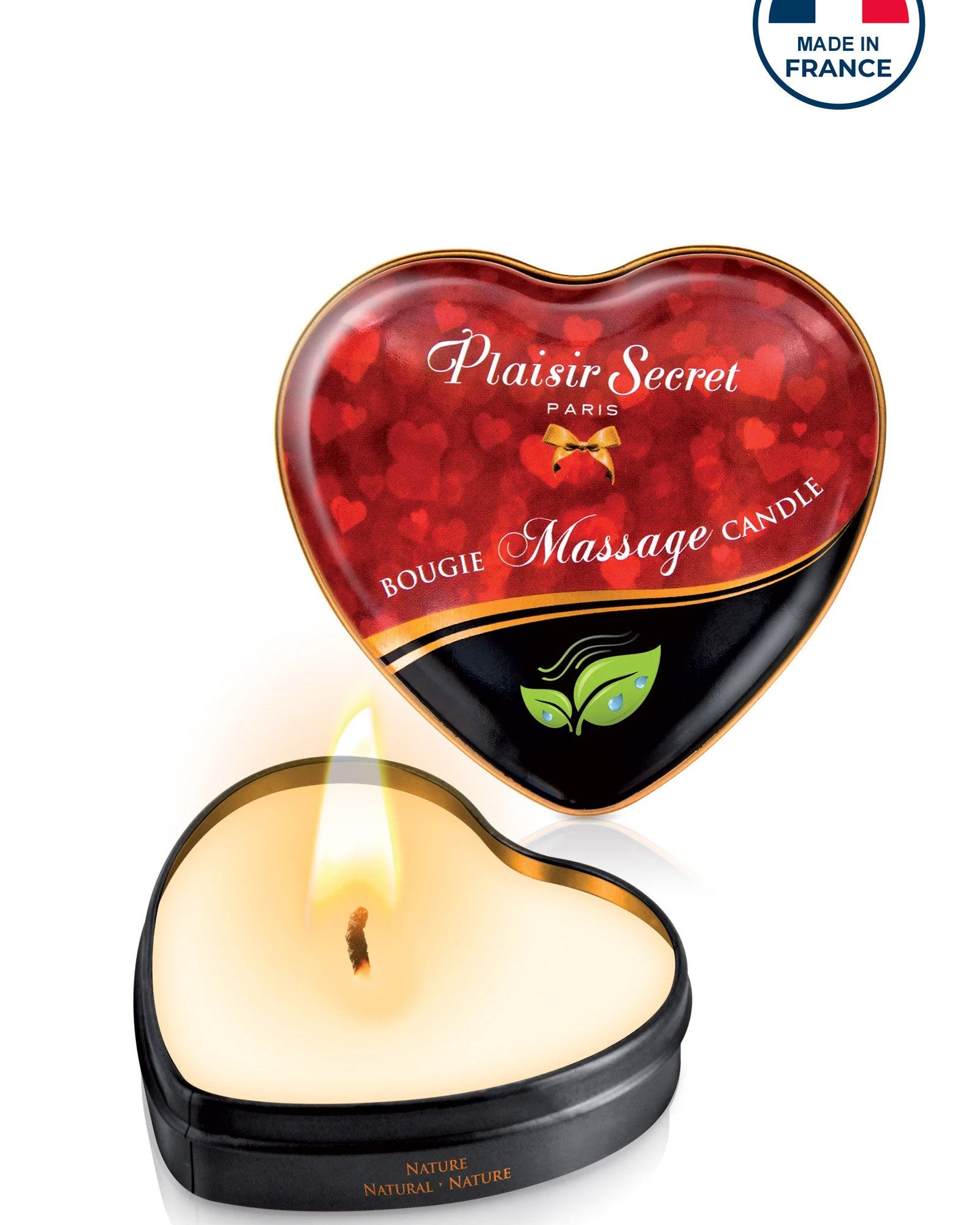 Bougie de massage cœur gourmand naturel – vue détail