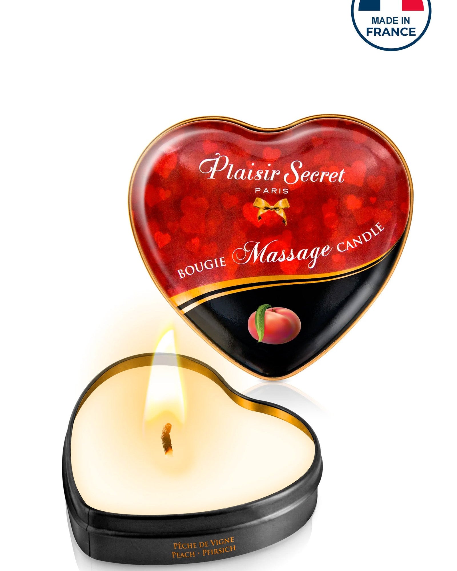 Bougie de massage cœur gourmand parfum pêche – vue détail texture