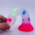 Dildo Coeur couleur plié avec base à ventouse rose