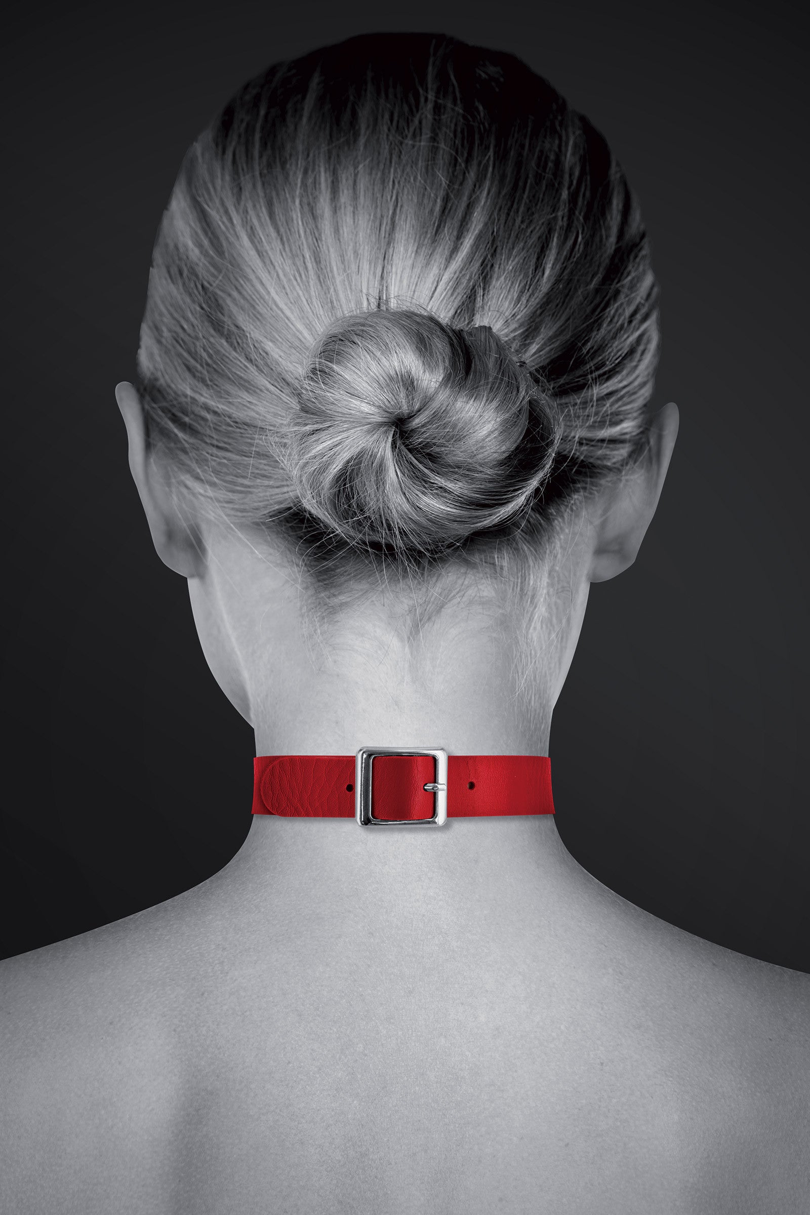 Collier ras de cou BDSM rouge – fermeture boucle dos