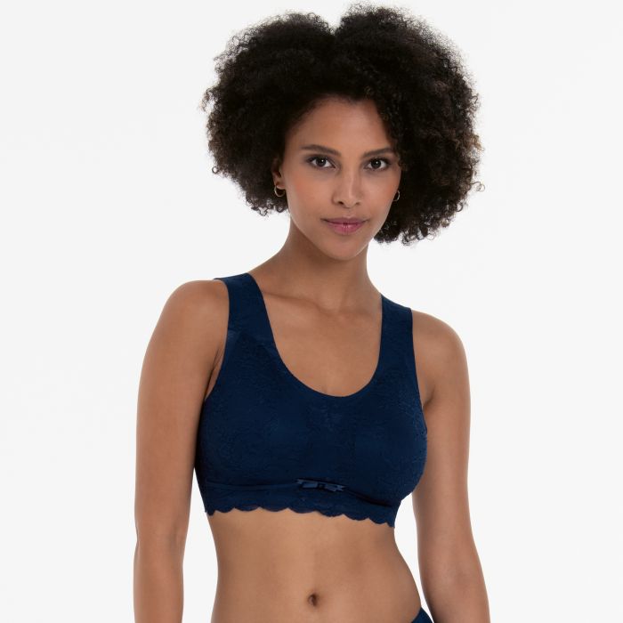 Brassière Anita dentelle marine – brassière florale élégante coques amovibles | Lady Mary
