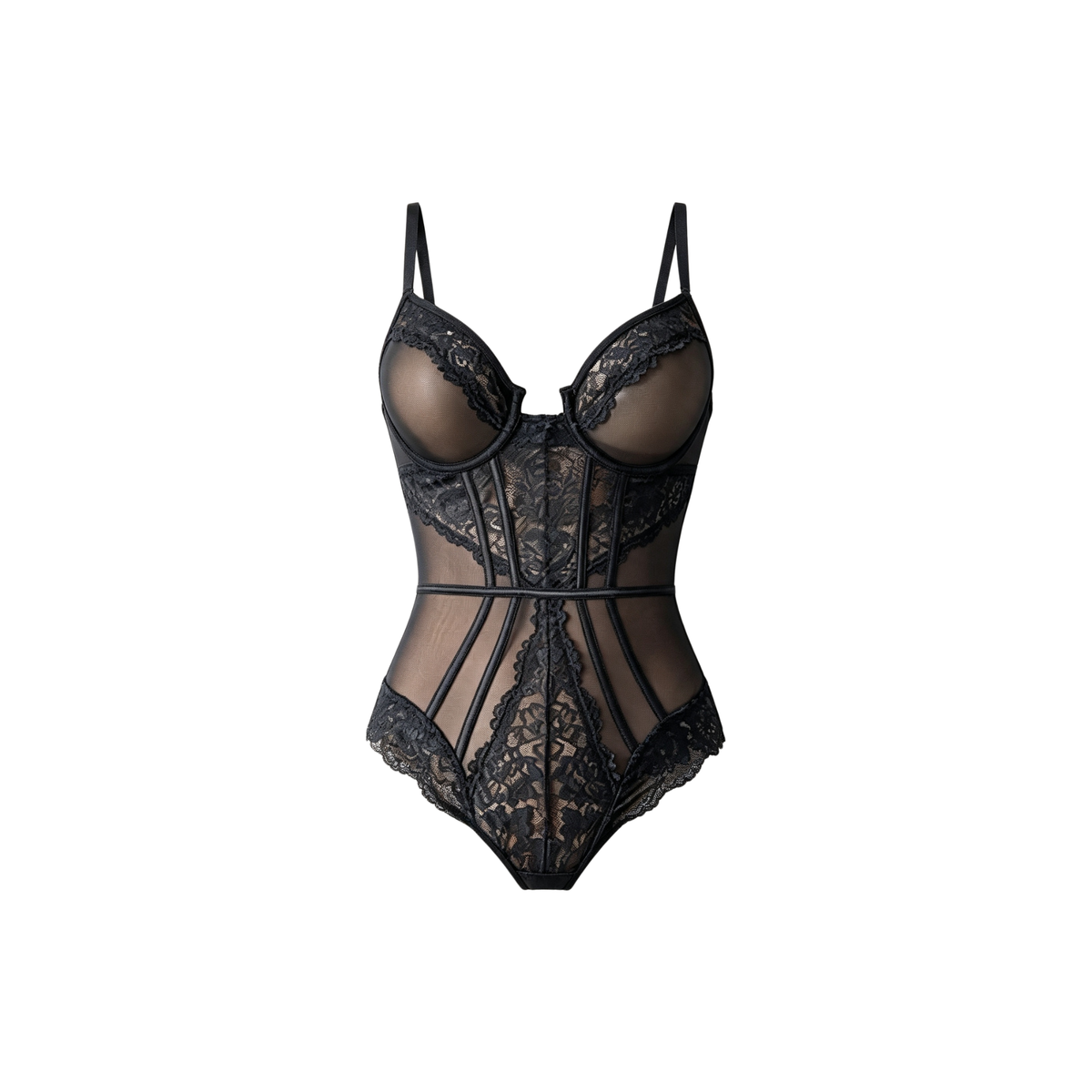 Body en dentelle noire à armatures – Maya – S | Les Secrets de Léa