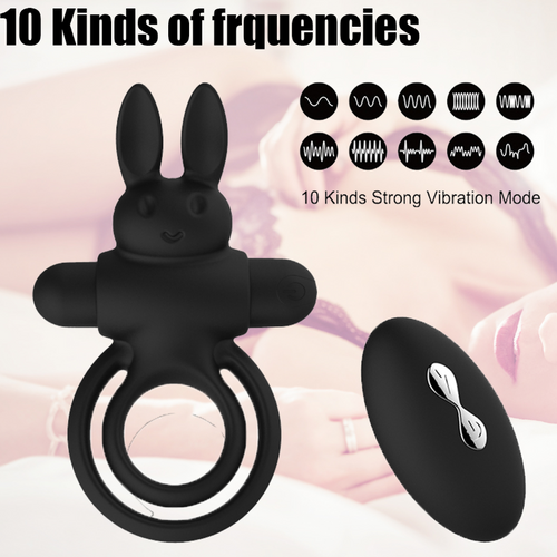 Anneau pénien vibrant avec oreilles de lapin – stimulateur clitoridien intégré