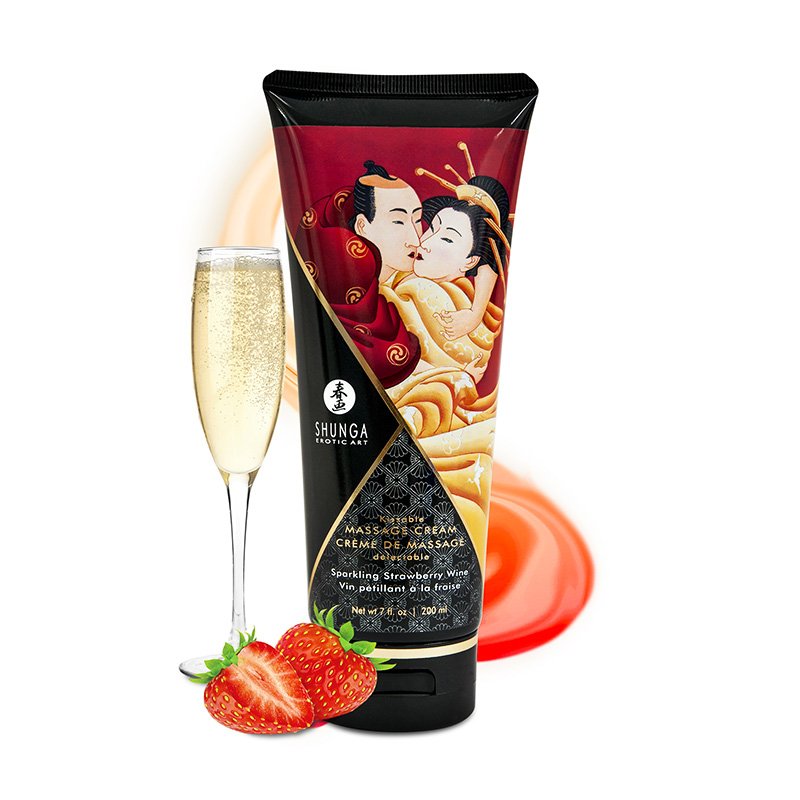 Crème de massage fraise et vin pétillant – Shunga, 200 ml