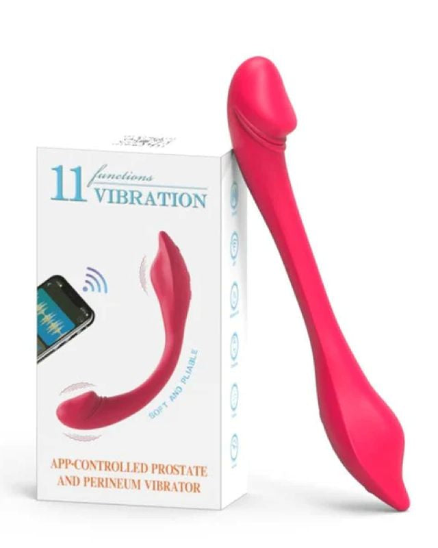 Stimulateur prostatique et périnée contrôlé par app – silicone, rose et rouge – Lady Mary