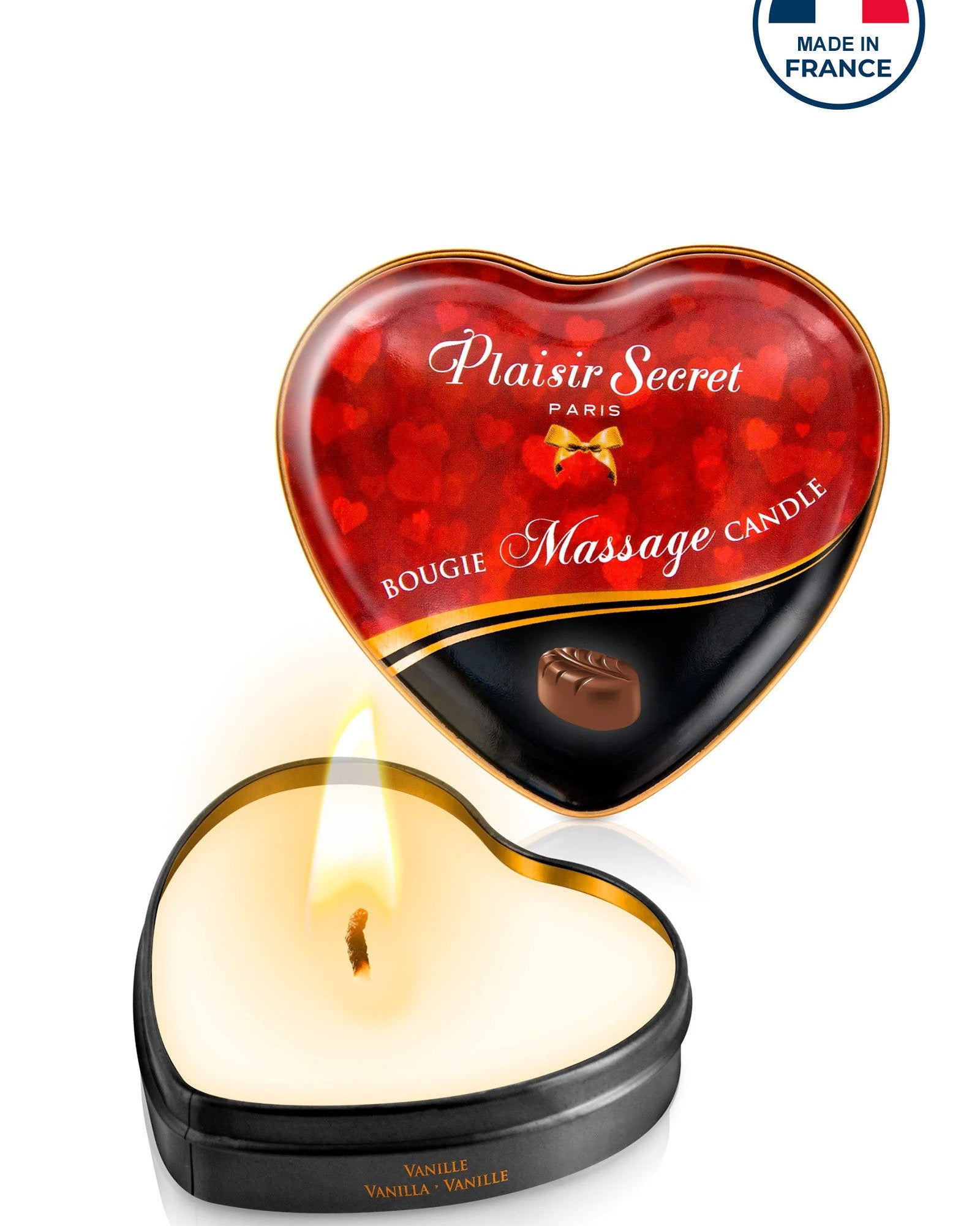Bougie de massage cœur gourmand parfum chocolat – vue produit