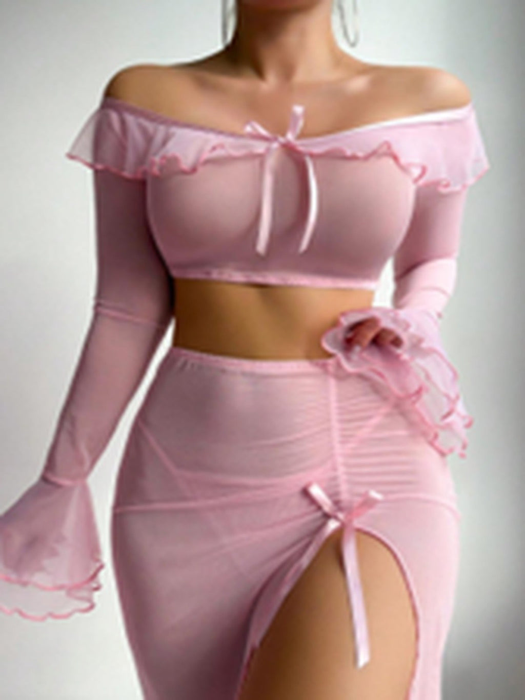 Ensemble top et jupe longue en tulle rose – Bella – Les Secrets de Léa, vue 2