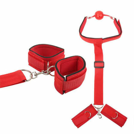 Lady Mary's Le Marquis Bondage Set Wrist Straps with Fetish Ball Gag