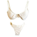 Maillot de bain bikini blanc texturé à boucles dorées – Téa – Les Secrets de Léa
