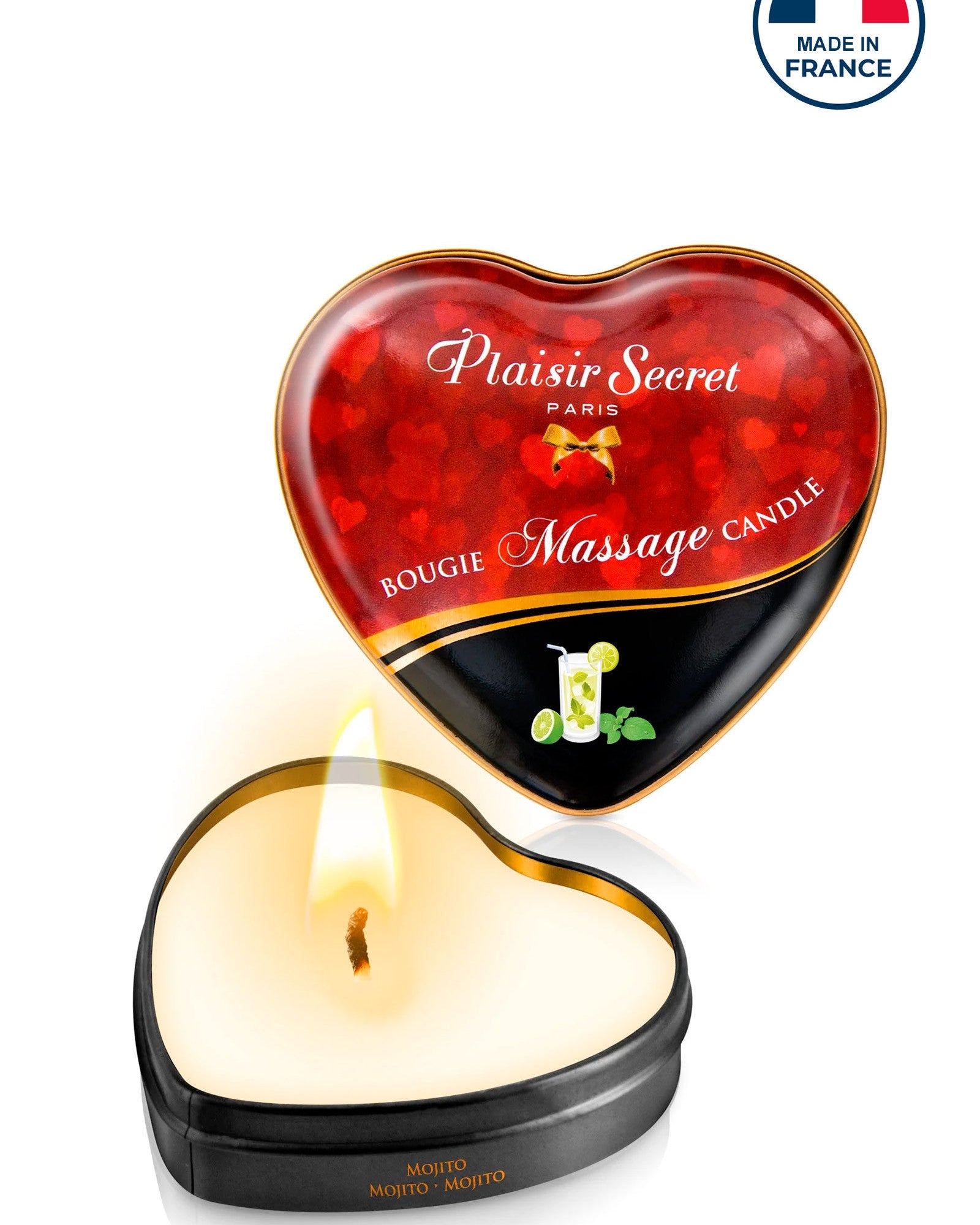 Bougie de massage cœur gourmand parfum mojito – vue produit