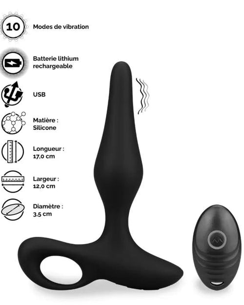 Abu stimulateur anal vibrant avec télécommande, vue alternative, noir