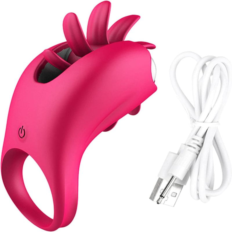 Anneau pénien vibrant avec langue rotative – coloris rose
