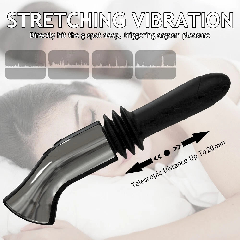 Vibrateur télescopique noir en extension avec vibration, L'Intimité du Marquis