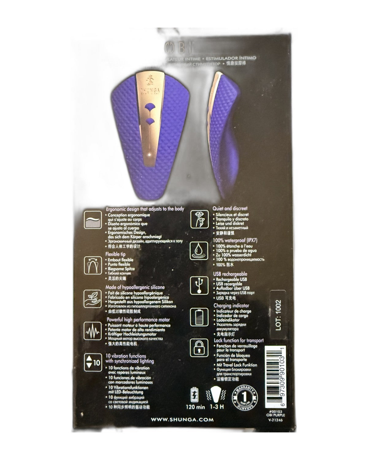 Stimulateur intime Obi violet – Shunga, vue 4