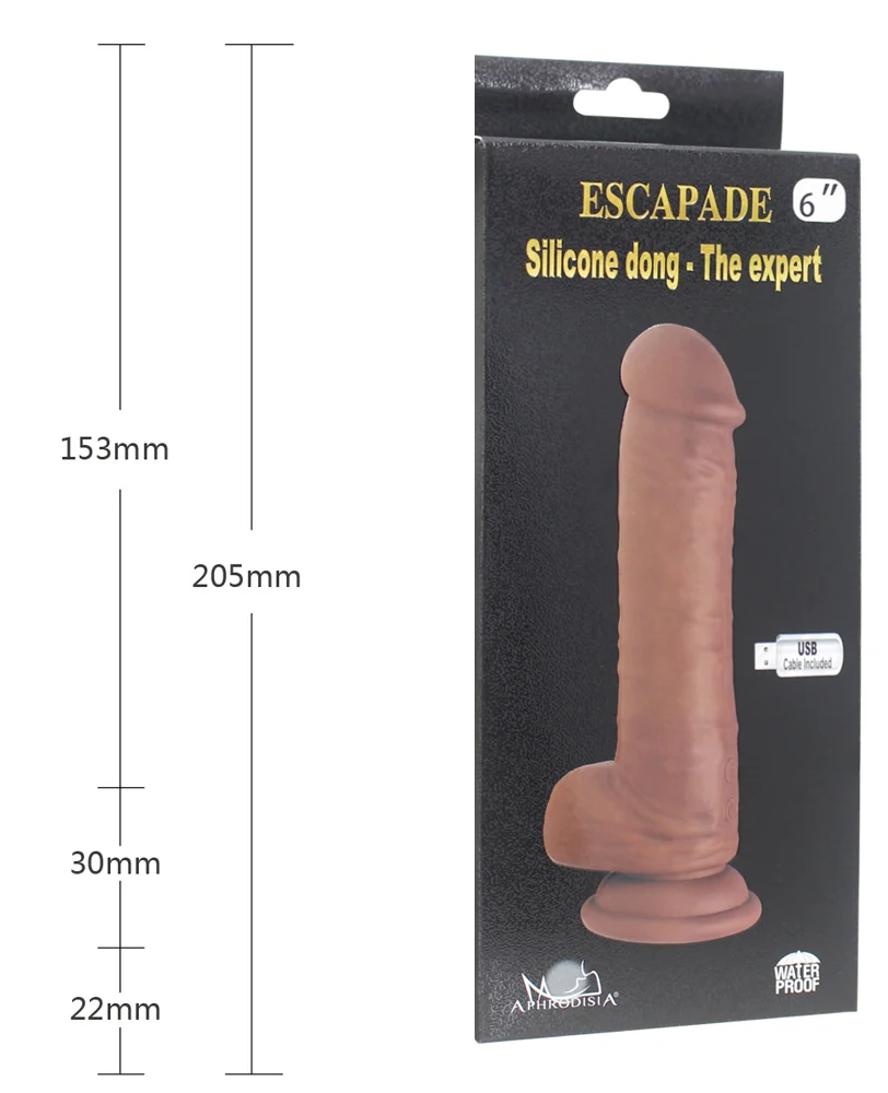 Dimensions du gode vibrant rotatif silicone Expert 6 po — Escapade