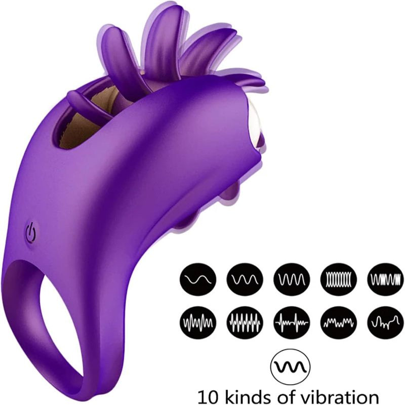 Anneau pénien vibrant avec langue rotative – coloris violet